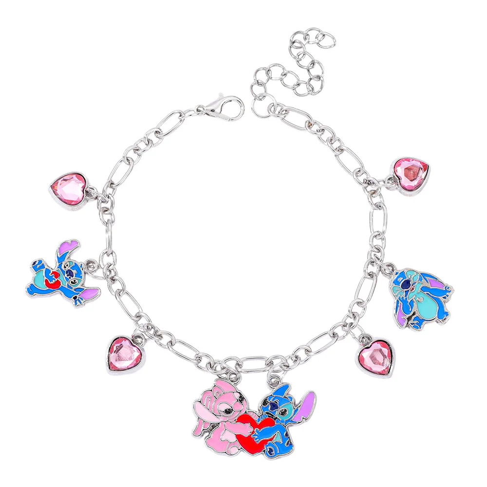 Pulsera con colgante esmaltado de circón y Ángel de punto de dibujos animados, joyería para parejas, regalo del Día de San Valentín