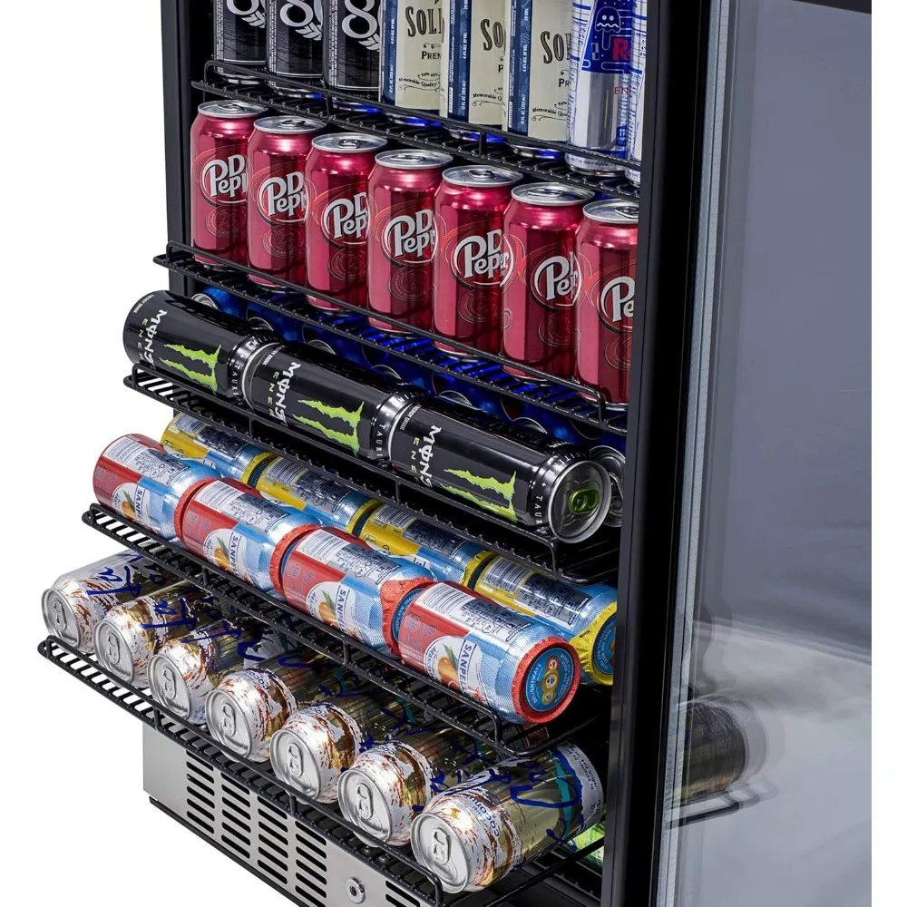 Refrigerador para bebidas con capacidad de 177 latas, minibar de acero inoxidable, nevera para cerveza con bisagra Reversible