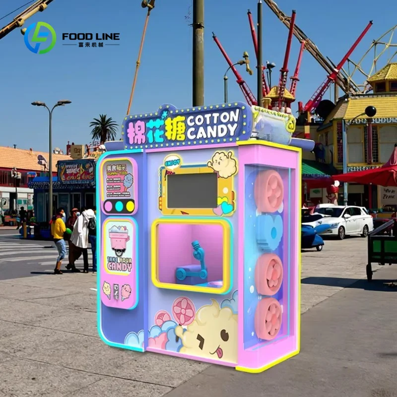 Customized Smart Commercial Outdoor Fully Automatic Cotton Candy Vending Machine Light Sanitization Cloud-Based SDK