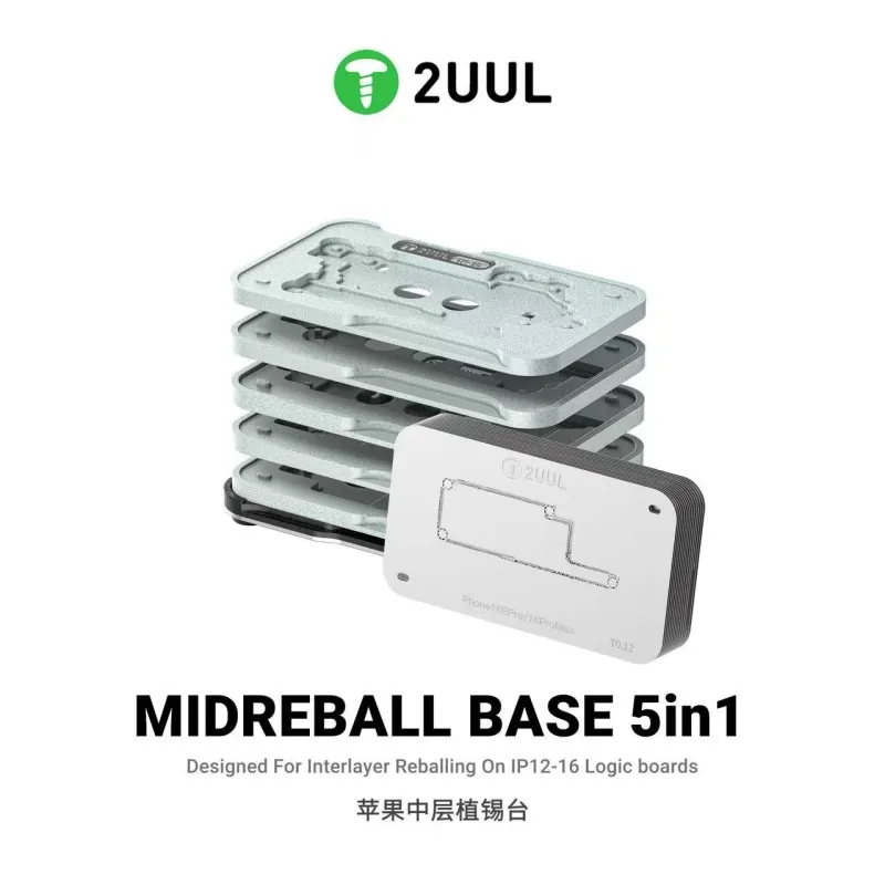 2UUL BH13 Middle Layer Reballing Stencil Tin Planting Tin Platform Magnetic Fixture for iPhone 12 13 14 15 16 Logic Board Repair