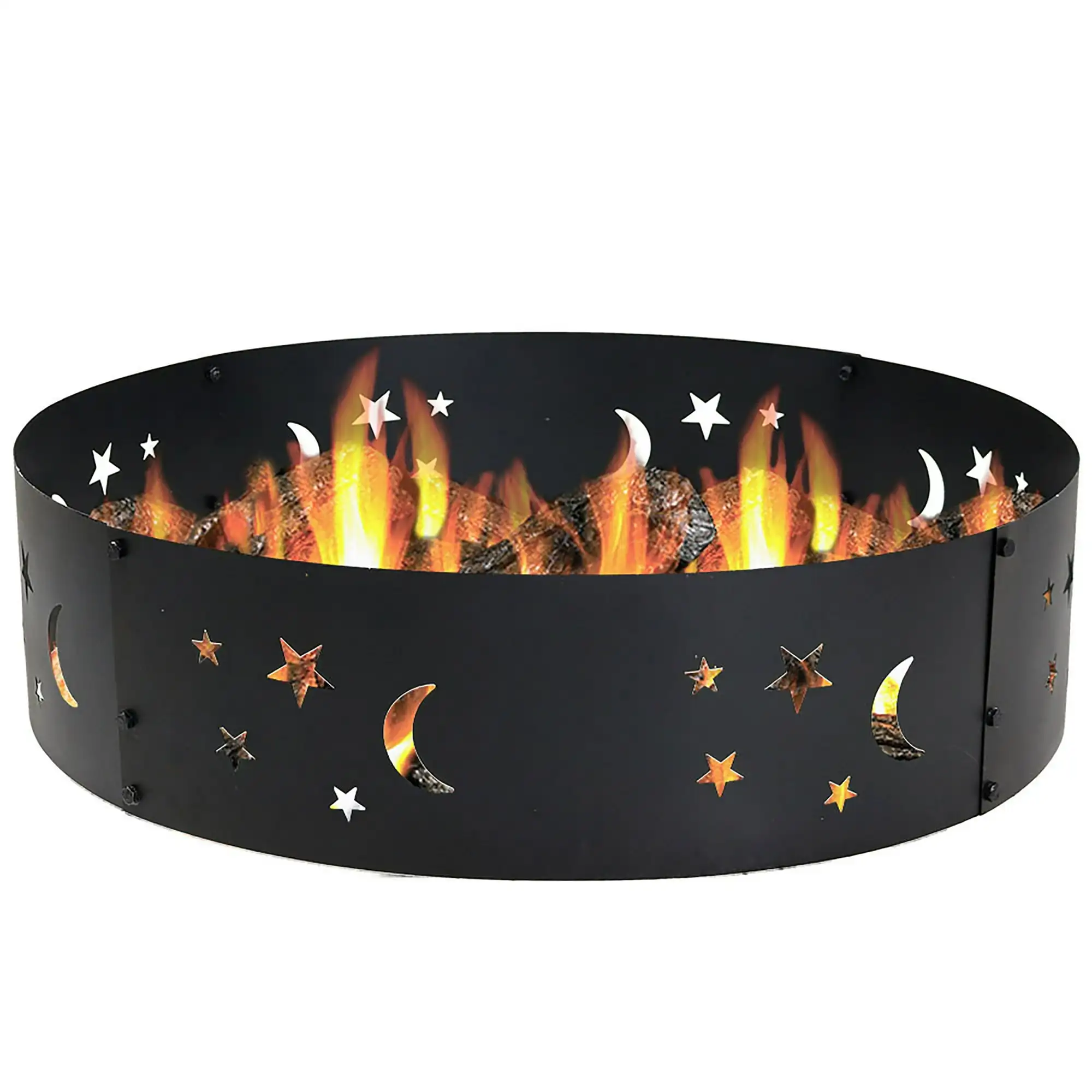 Fire Pit Ring Outdoor Metal Black 36