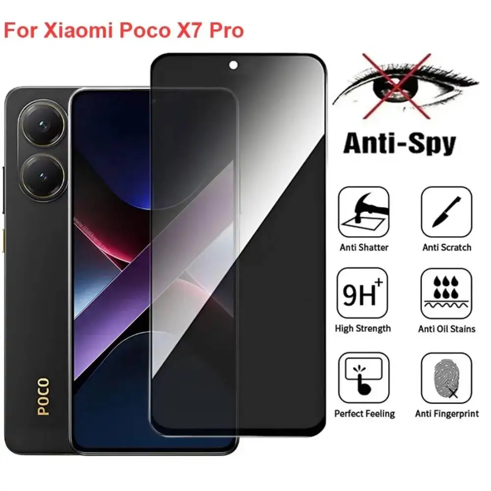 

For Xiaomi Poco X7 Anti Spy Privacy Tempered Glass Protector Compatible For Pocox7 Pro Full Cover Screen Phone Film