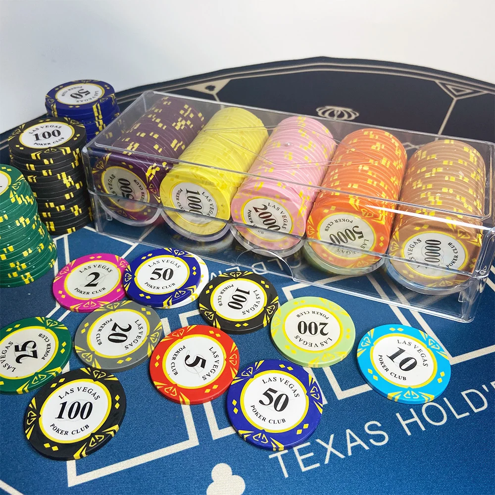 Juego de fichas de póquer de arcilla de piezas, caja de fichas de póker de 40mm, Texas hold\'em, fichas de monedas de Casino, juego de mesa de