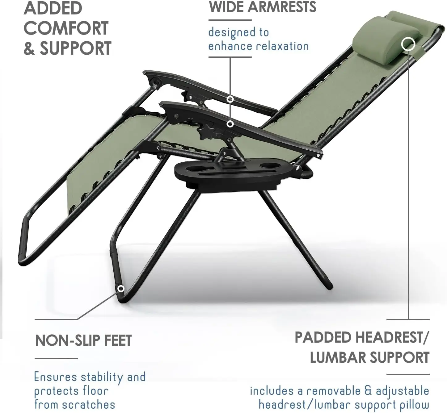 Zero Gravity Chairs Set of 6 - Sage Green