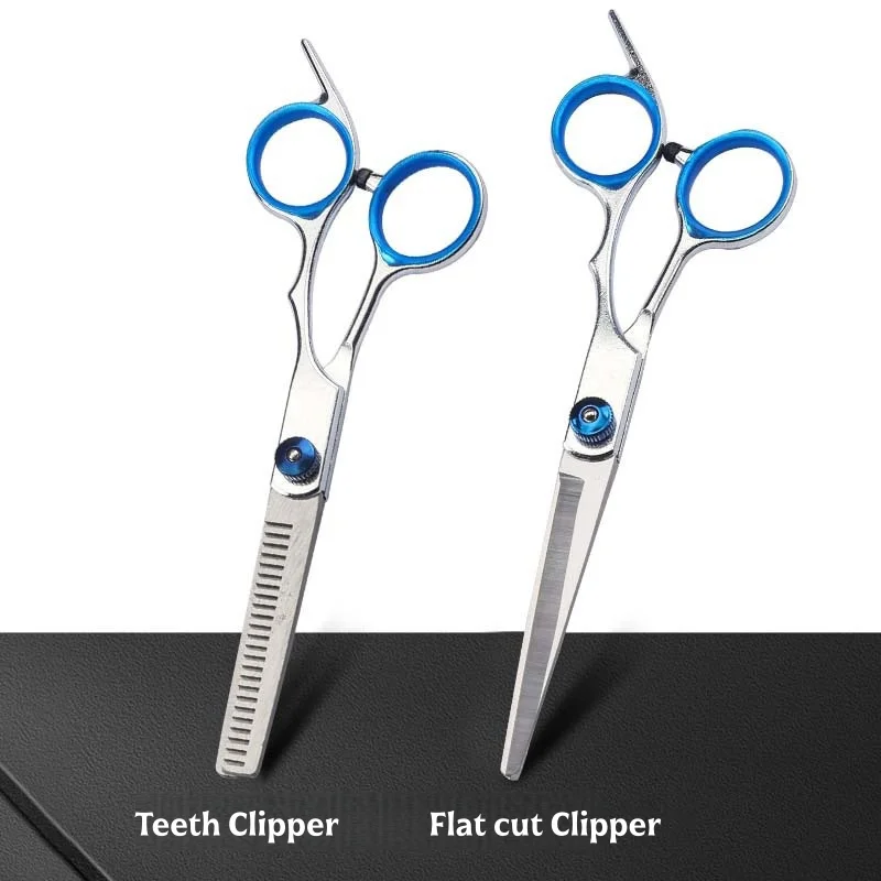 7pc Flat Scissors Natural Teeth Clipper Pet Cat And Dog Hair Trimmer Brush Barber's Specific Scissors Styling Tools Hair Brush