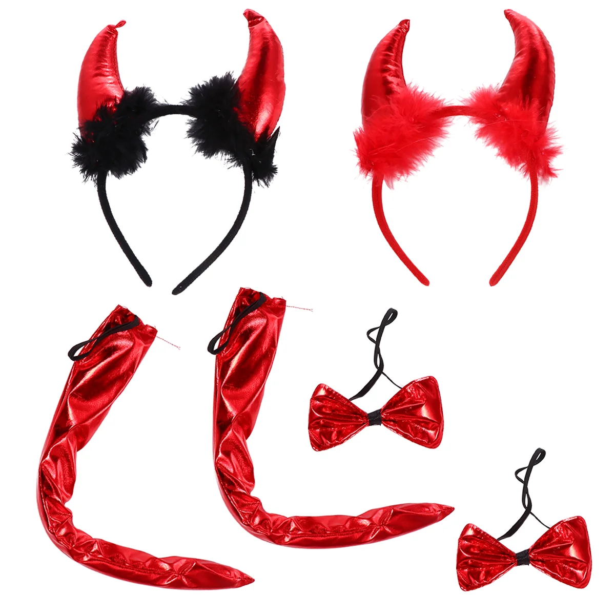 

2 Sets Headband Animal Three-Piece Horns Demon Bow Tie Cosplay Halloween Props Tail Costume Tails for Kids Clothing