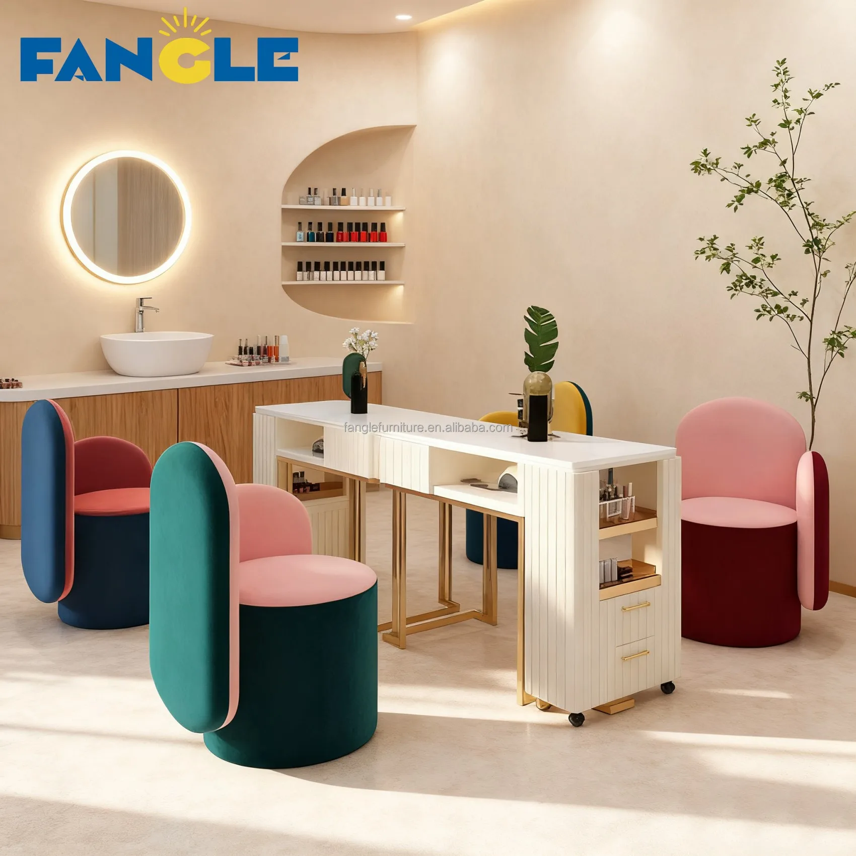 Hot Sale Best Design Manicure Table and Chair Set for Nail Bar & Salon Shop Furniture for Nail Salon