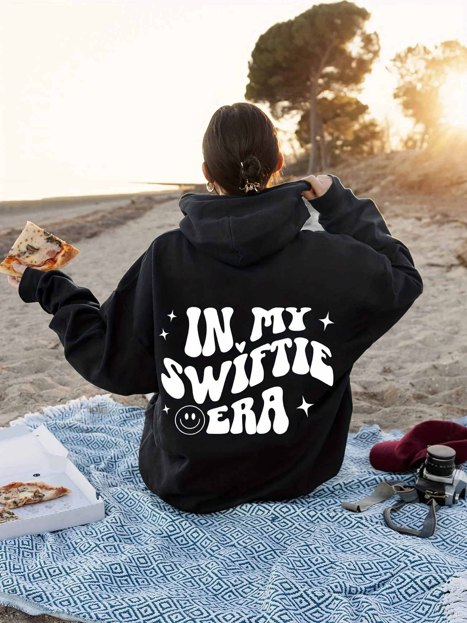 IN MY SWIFTIE ERA Letter Print Drawstring Hoodie Drop Shoulder Long Sleeve Hoodie Women\'s Clothes