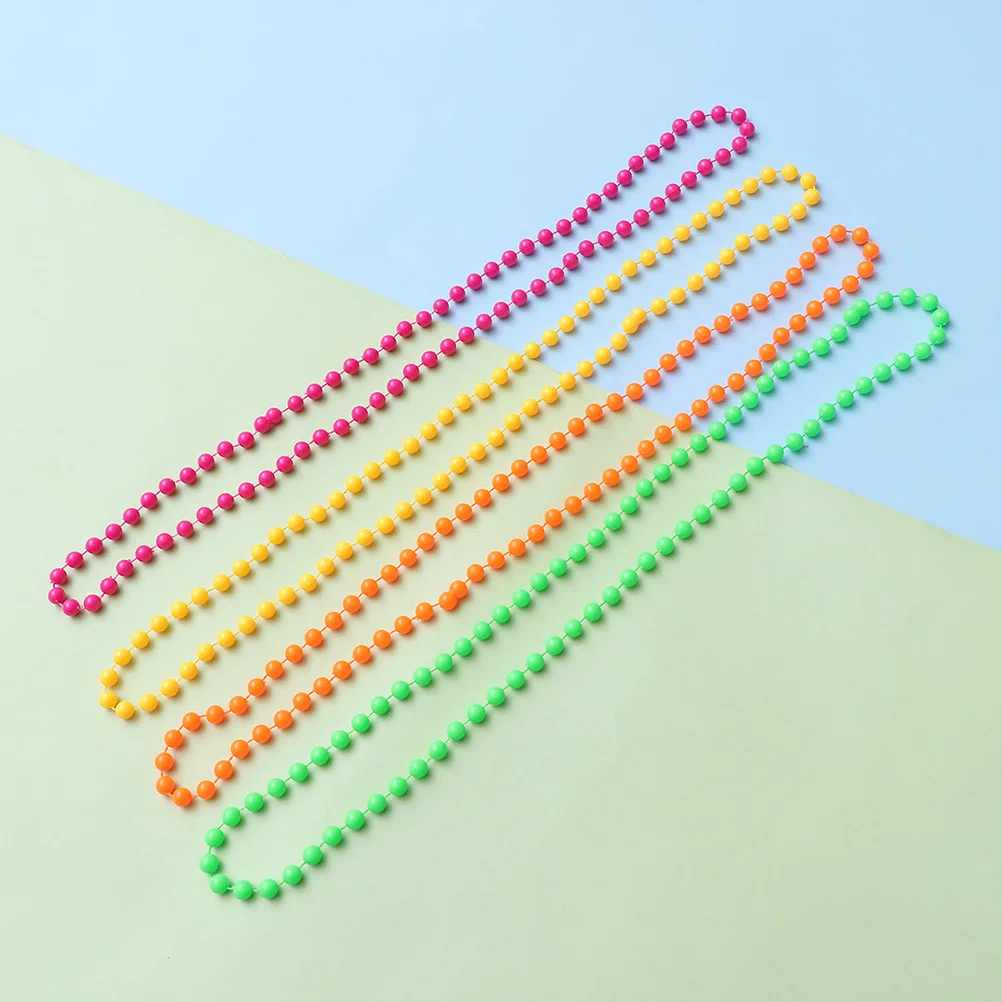 

6pcs Neon Bead Necklace 80cm Sweater Chain for 80s Party Dress Accessories Hen Night Costume Lightweight