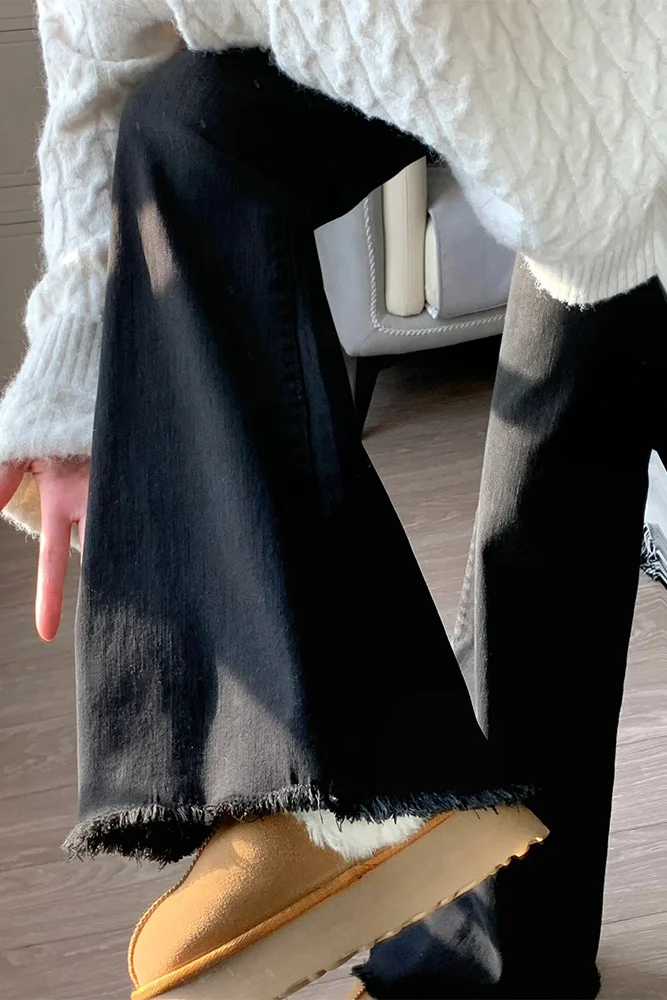 Women'S Low Rise Jeans Downtown Style Studded Rivet Chain Punk Rock Gothic Alternative Grunge Female Trousers Denim Black view 4