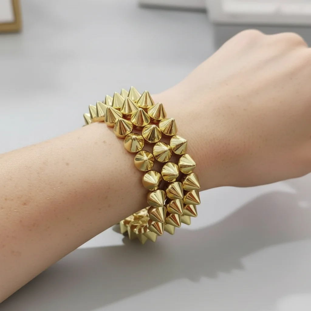 

Vintage Triple Layer Stud Spiked Y2K Punk Bracelet Cool Wide Band Chunky Bracelet Goth Accessories Jewelry Bracelet Cool Jewelry