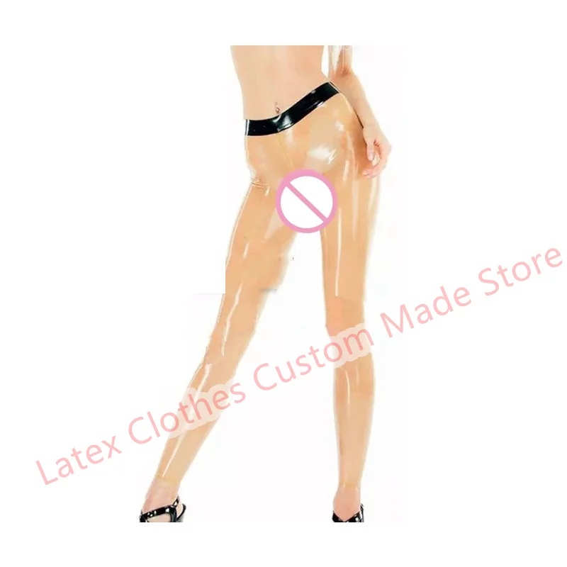 

Latex Pants Rubber Trousers transparnt with Black Sexy Lingerie for Women Handmade Fetish Cosplay Costumes Customize