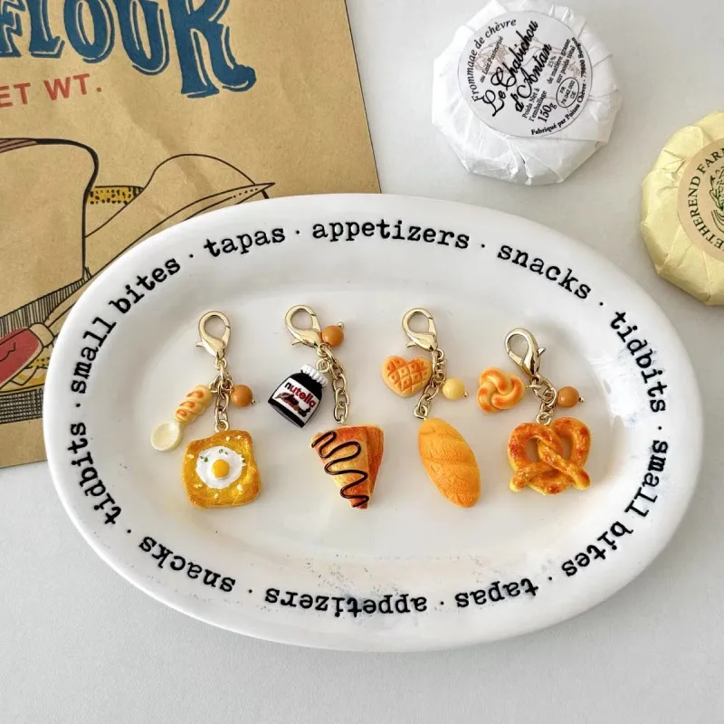 

Mini Coffee and Croissants Series Cute Keyrings Kawaii Simulated Food Series Small Pendant Accessories Creative Gifts Wholesale