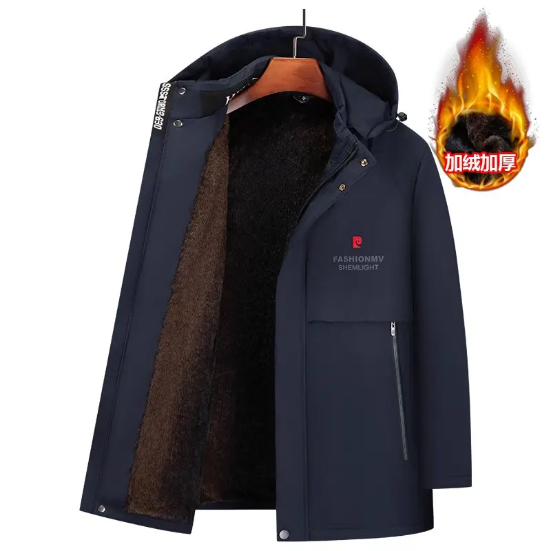 

Зимняя модная тенденция с толстым флисом и теплая хлопковая куртка с капюшоном для мужчин, повседневная свободная спортивная ветрозащитная куртка большого размера