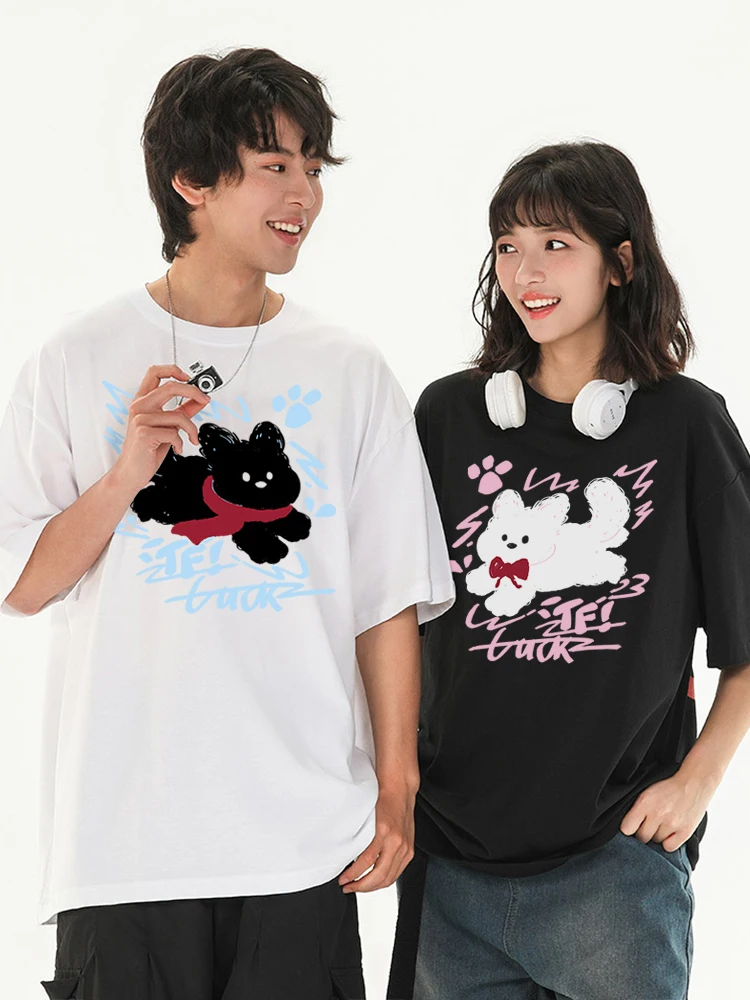 Scarf Puppy Korean Couple T-shirt Summer Cool and Breathable T-shirt 2024 New High-quality Cotton T-shirt