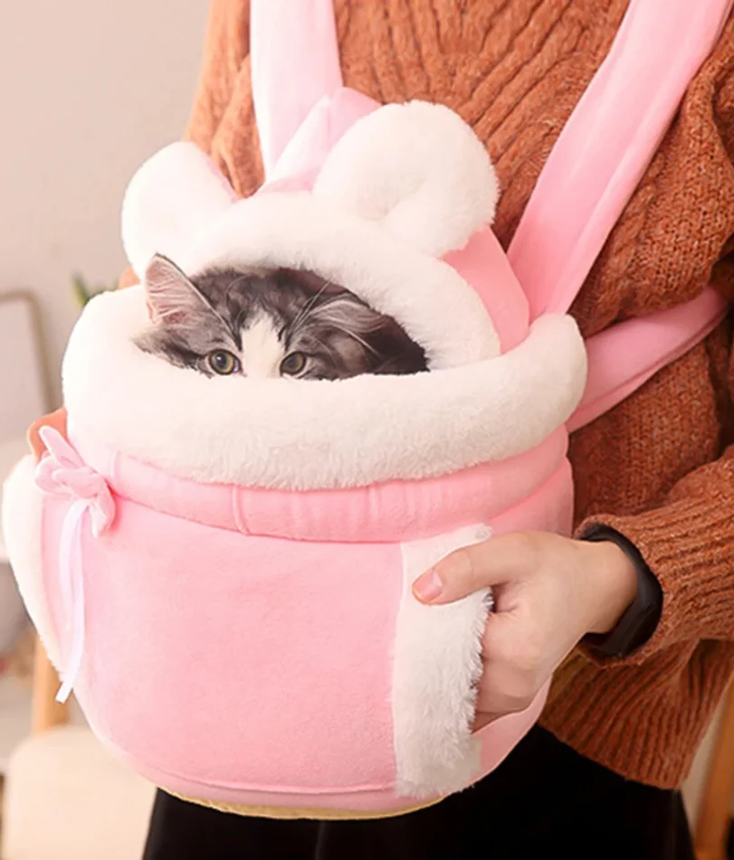 

Pet Carrier Bag Cat Dogs Plush Backpack Outdoor Travel Walking Winter Warm Nest Kitten Puppy Hanging Chest Portable Carriers