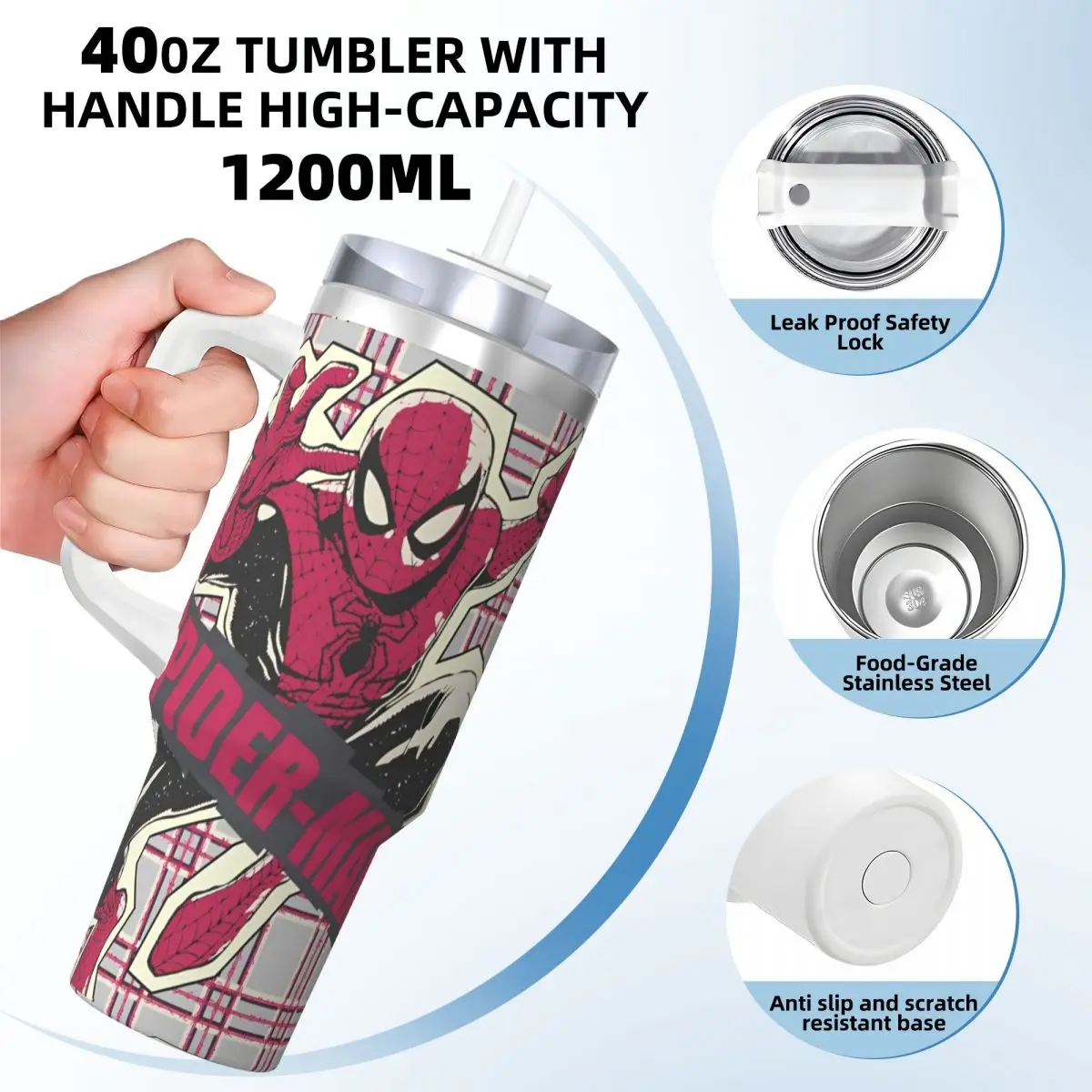 Stainless Steel Tumbler Spider Man Paper Cut Out Graphic Thermal Cups Heat Preservation Cold and Hot Mugs Cup Water Bottle