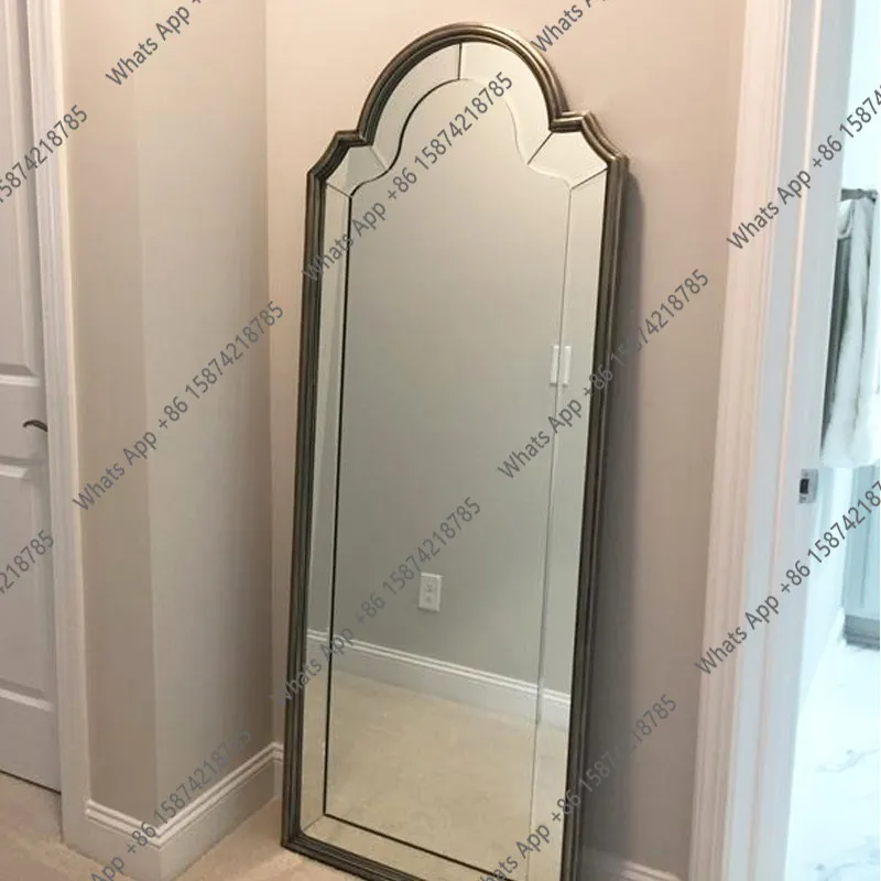 

Arched full-length mirror porch living room large mirror custom upper wall bedroom full-body mirror new Chinese-style medieval f