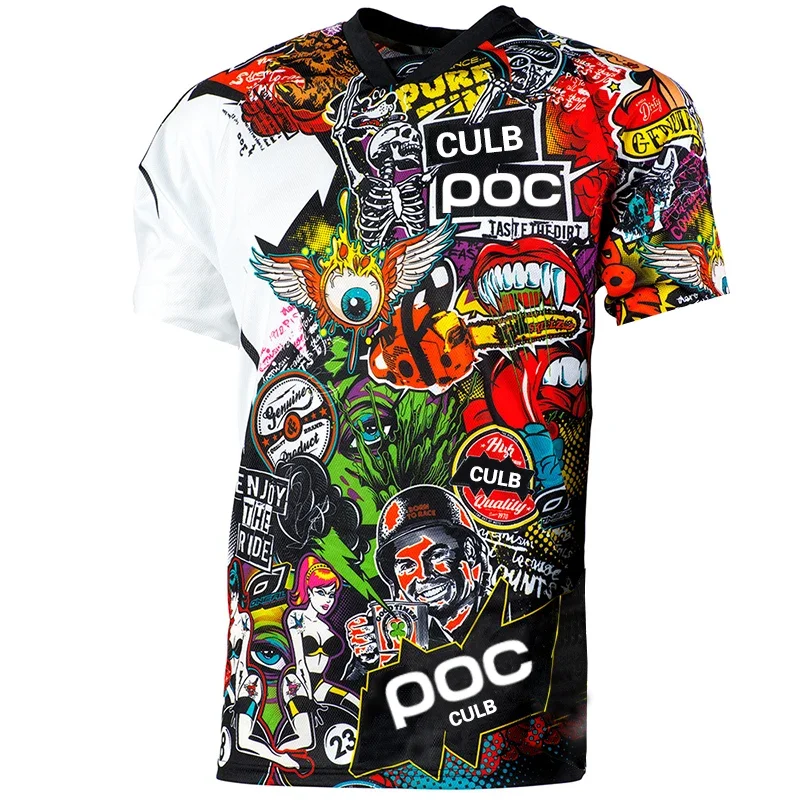 2024 New Long sleeved CULB POC Colorful Fashion Off road Motorcycle Mountain Speed Reduction Customizable Short sleeved T-shirt