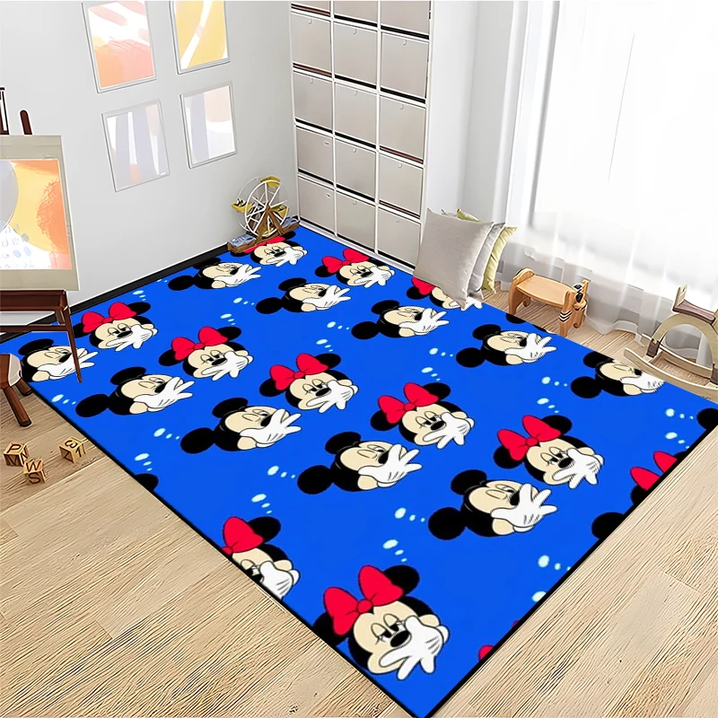 

Disney Minnie Mickey Cartoon Printed Large Area Rugs Carpet for Living Room Mat Bedroom Decor Boys Gifts Home Non-Slip Floor Mat