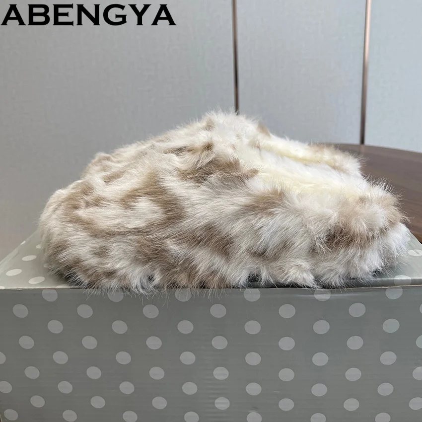 

ABENGYA Autumn Winter Wool Flat Platform Slippers Women Slides Warm Casual Shoes For Women Home Flat Half Slippers Women Mules