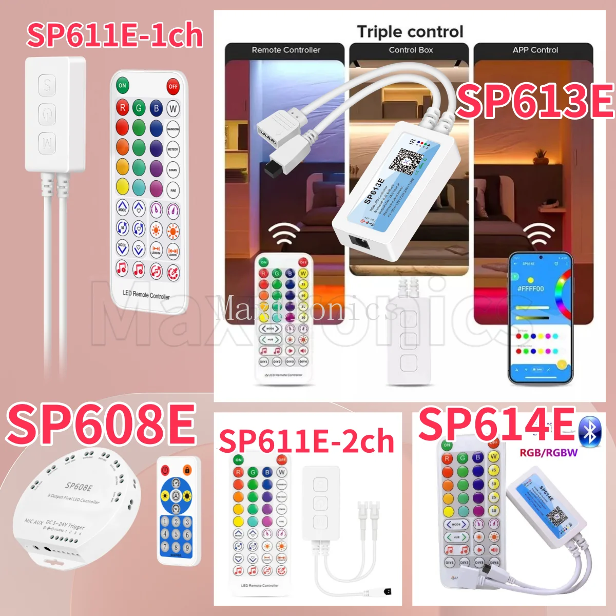 SP608E SP611E SP613E SP614E LED Strip Controller Wifi /Bluetooth APP /Music Controller For WS2812B WS2811 LED Strip Remote
