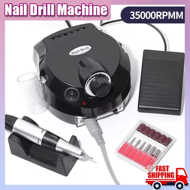 35000RPM Electric Nail Drill Machine Cutter Set Nail Gel Polisher Nail tools Salon Equipment Strong Polishing Tool Nail File Kit