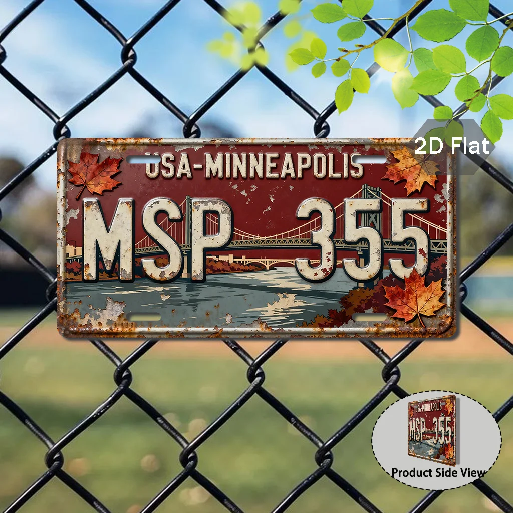 1pc Vintage Minnesota License Plate Replica - Minneapolis-Themed Car Sign with MSP Airport Numbers, License Plate Frame Compatib
