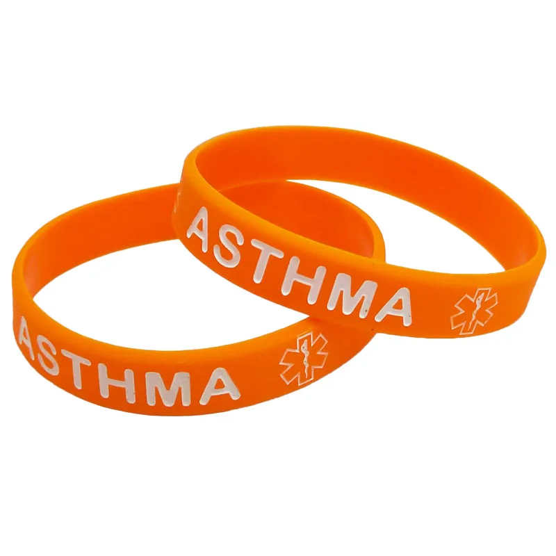 1pc ASTHMA medical alert awareness silicone wristband rubber band letter bracelet for women men custom bracelet gifts SH323