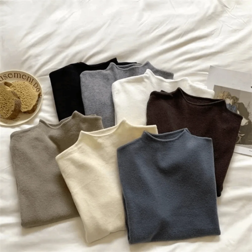 

2025 Soft Women Turtleneck Warm Autumn Winter Solid Sweater Knitted Pullovers Knitwear