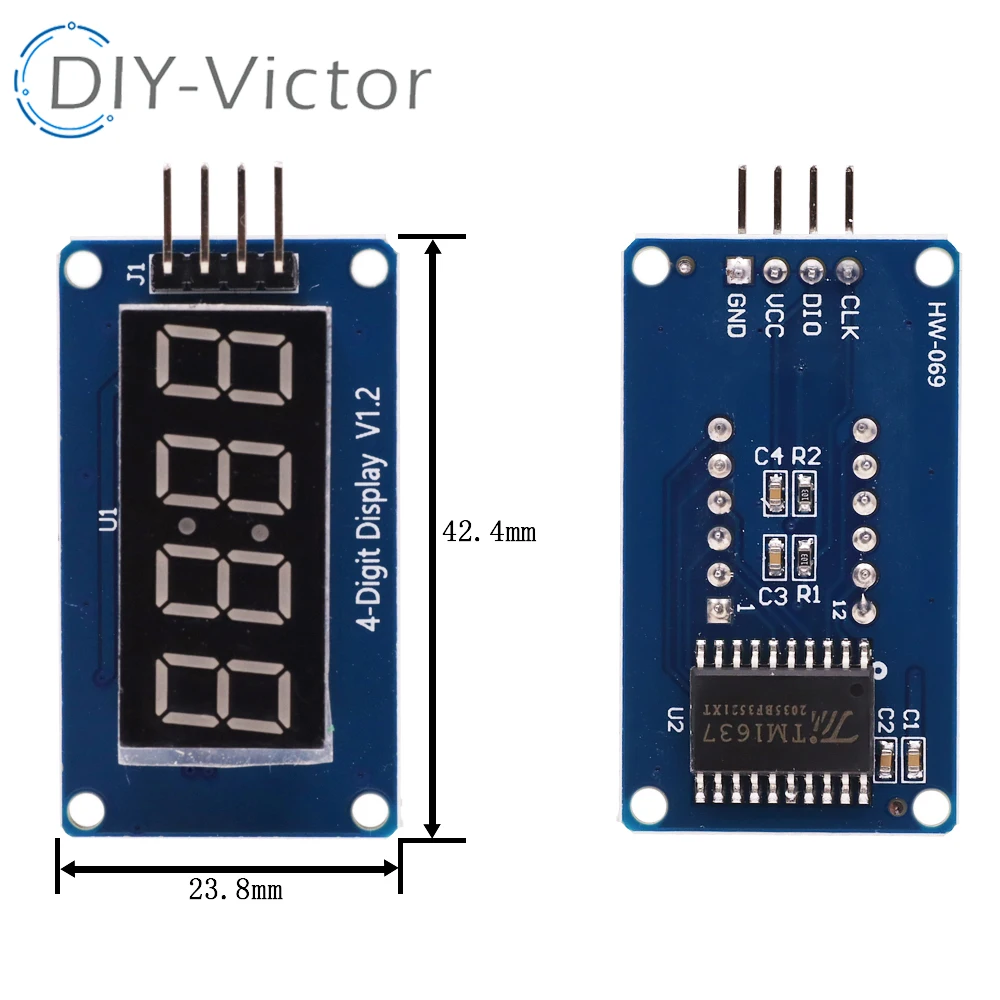 TM1637 4 Bits Digital LED Display Module Four Serial Driver Board Pack 7 Segment 4 Bits 0.36 Inch Clock RED Anode Digital Tube