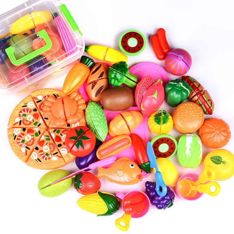 DIY Retend Play Toys Plastic Food Cutting Fruit Vegetable Pretend Play Children Kitchen Toys Montessori Learning Educational Toy