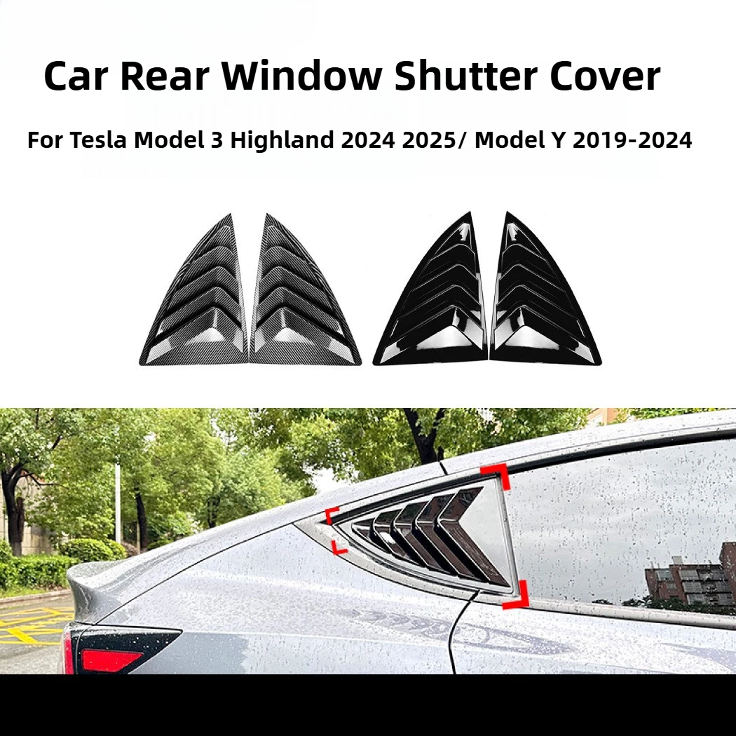 for Tesla Model Y Juniper 2025 Model 3 Highland 2024 Rear Side Window Shutter Cover Trim Stylish Look Triangle Louver Modified