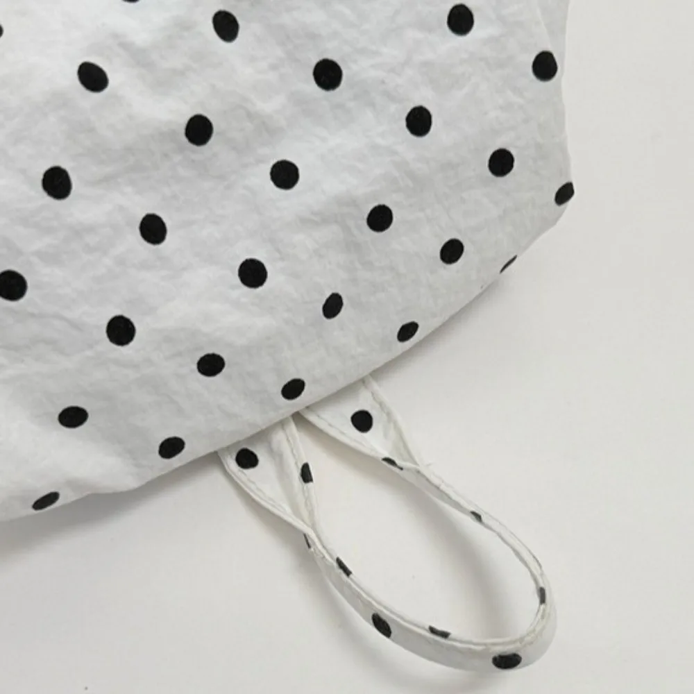 

Multiple Pockets Polka Dot Backpack Cloth Korean Large Capacity Backpack Drawstring Lace-up Preppy Lightweight Backpack Travel