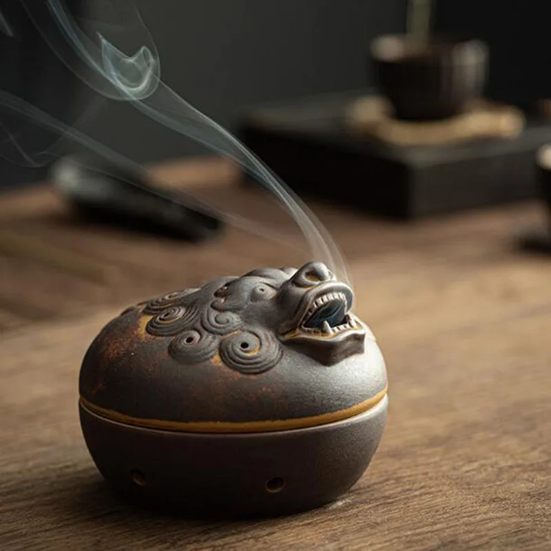 Creative Ceramic Antique Brave Troops Sandalwood Incense Holder Household Tea Ceremony Aromatherapy Burner Home Decoration