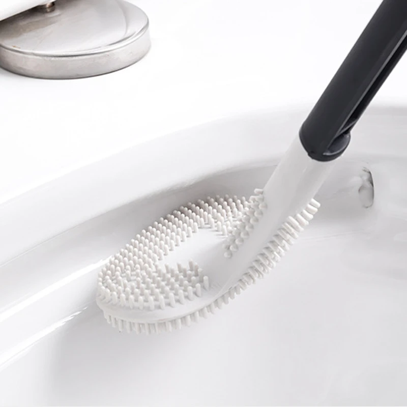 

New Silicone Tpr Toilet Brush with Long Handle T Head Flexible Soft Bristles Toilet Cleaning Brush Wall Hanging Brush for Floor