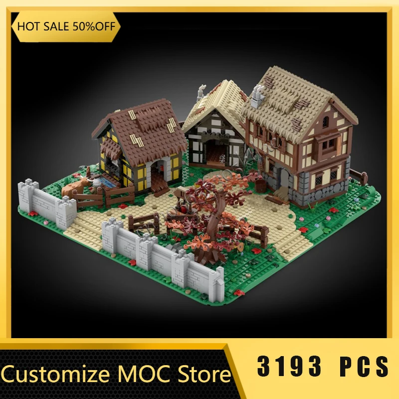 3193 pièces personnaliser maisons médiévales Village Diorama bloc de construction modèle enfants Puzzle assemblage jouets de construction cadeaux de noël