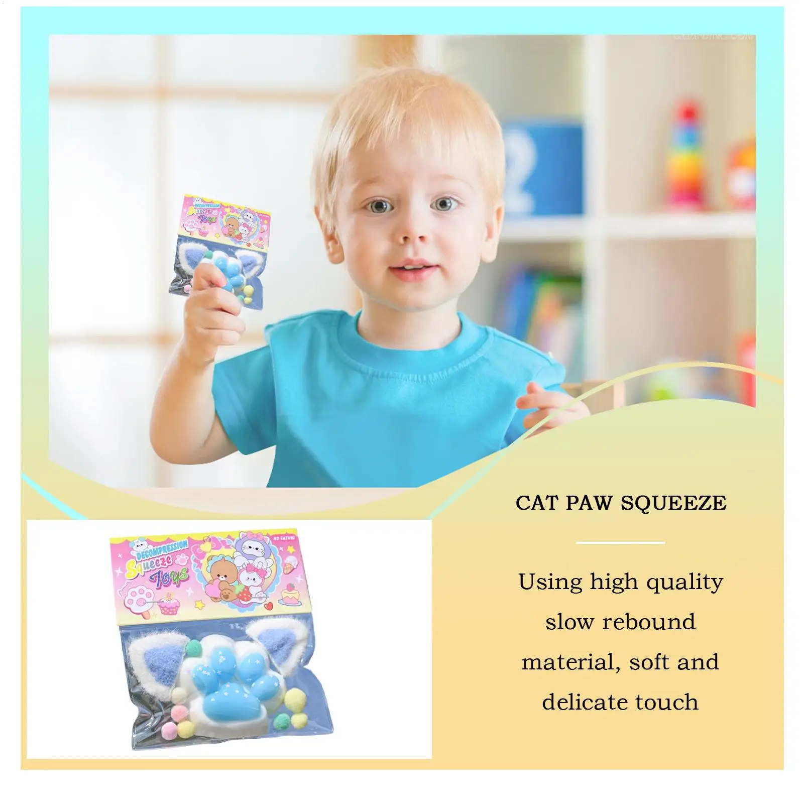 Cat Paw Squeezing Sensory Toy Sensory Fidget Toy Slow-Rebound Elastic Balls Pinch Tools For School Party Easter Halloween