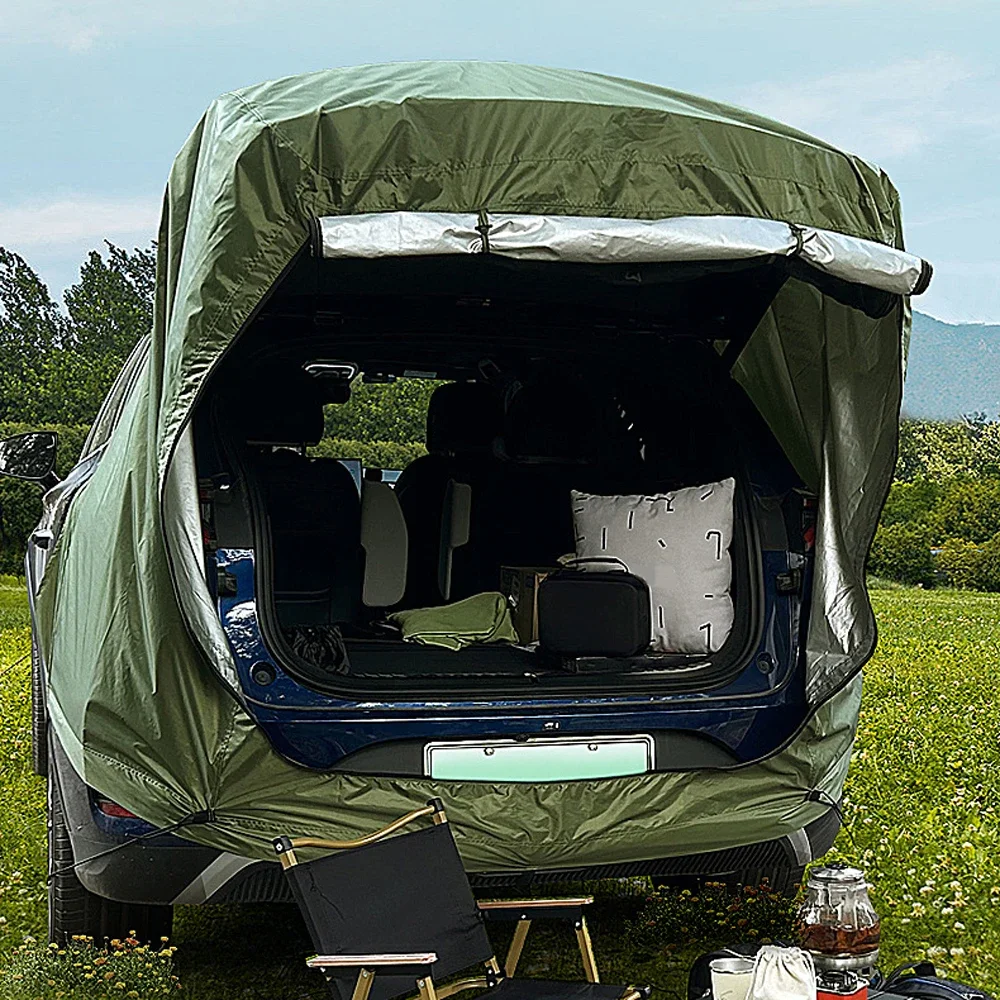 Camping Car Rear Tent Outdoor Car Trunk Tent w Canopy Car Trunk Extension Tent Sunshine-Proof Camping Equipment Travel Supples