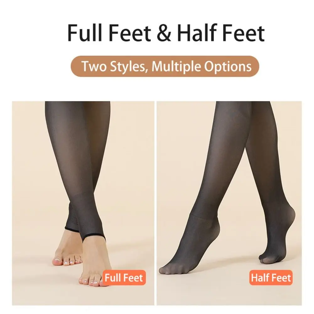 Skin Colored Fleece Lined Tights Winter Plus Size High Waist Thermal Stockings Thick Warm Pantyhose for Women