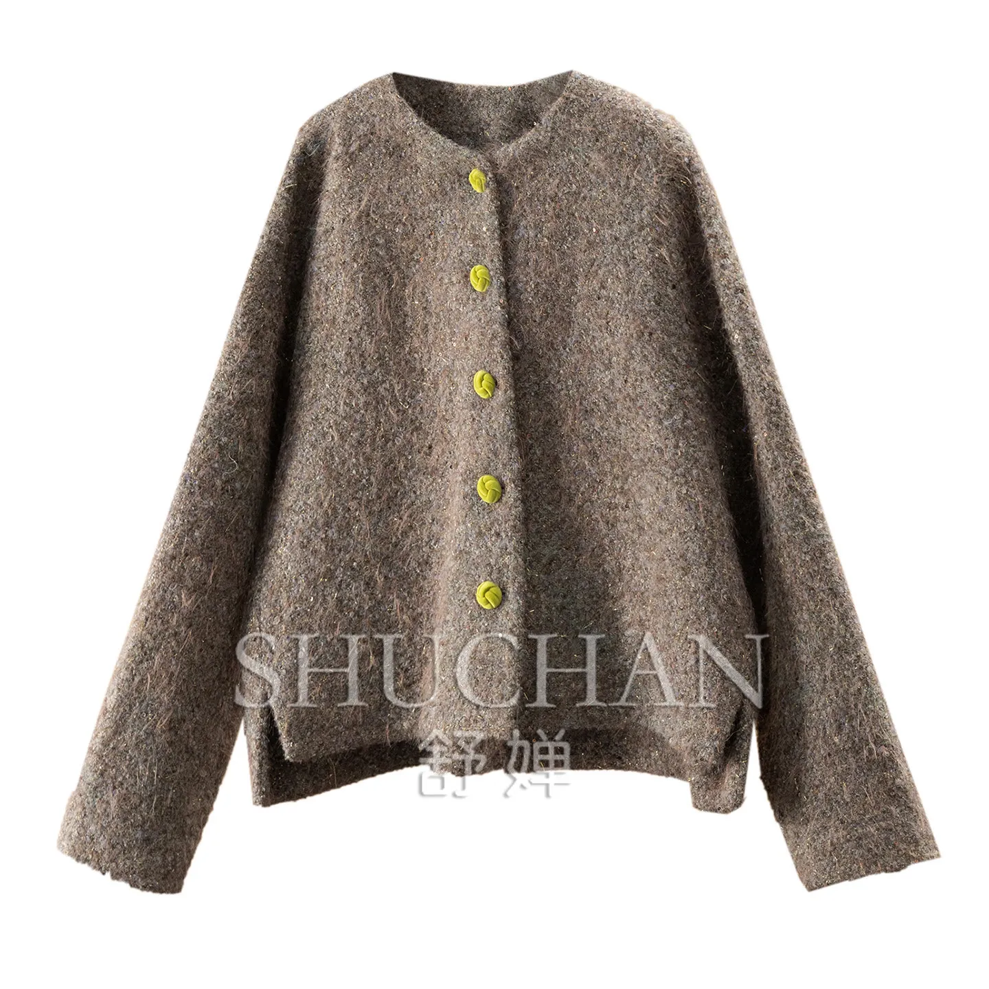 French Coat with Wool Literary Sense Fine Glitter Yarn Loose Short Coat Jacket Women's E362 Casaco Feminino Inverno New