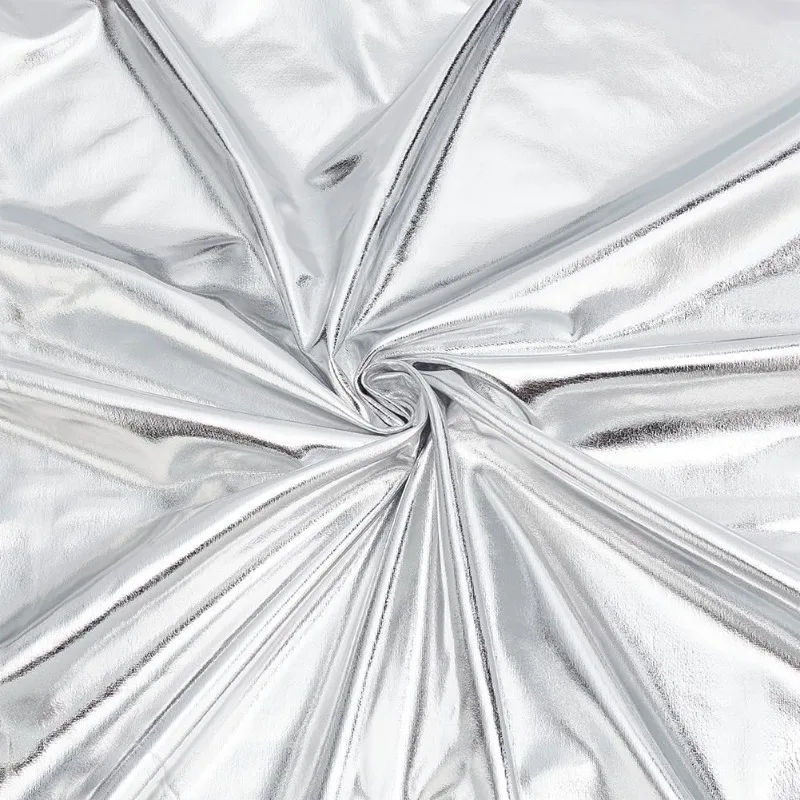 Silver Sparkly Hologram Spandex Fabric 1.1yards×59inch Shiny Polyester Spandex Stretch Fabric for DIY Christmas Crafting
