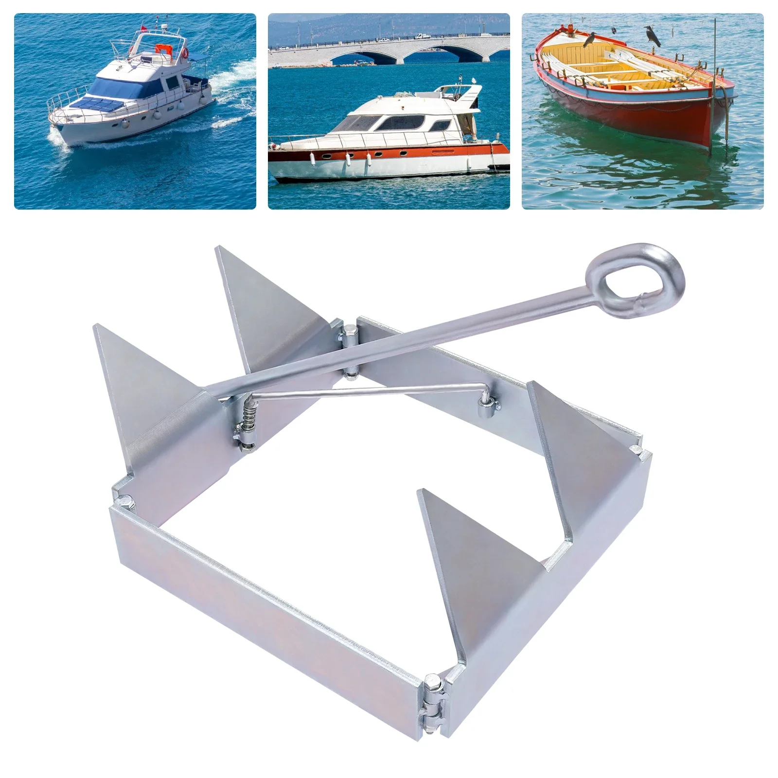 Foldable Sliding Cube Boat Anchor Silver 25 Pounds of Galvanized Steel Boat Slide Anchors