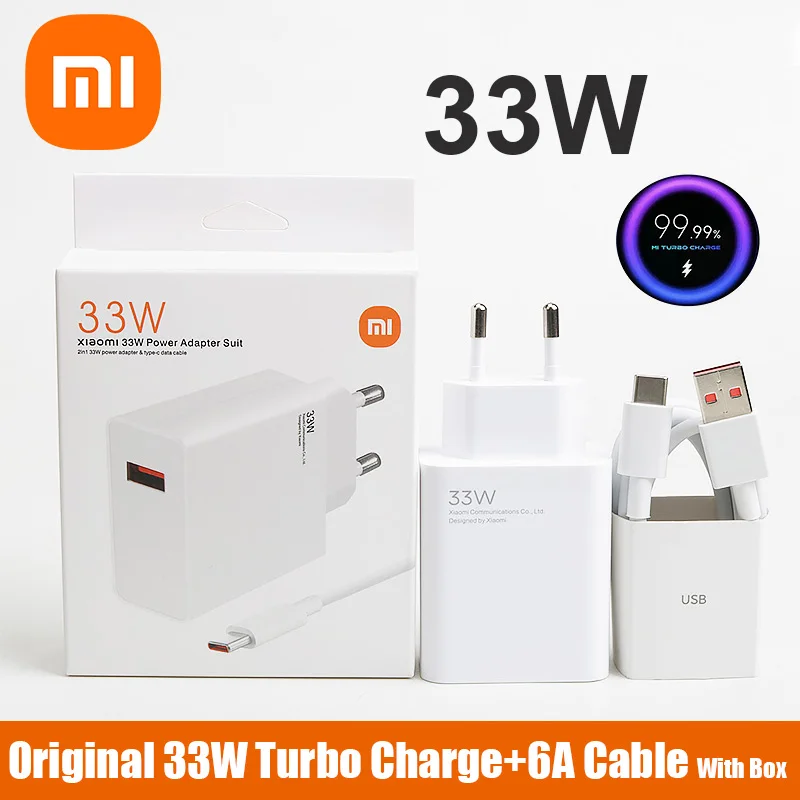 Оригинальное зарядное устройство Xiaomi 33 Вт, адаптер европейского стандарта для быстрой зарядки, кабель Usb Type-C 6A для Poco X5 X4 M5S X3 Pro Redmi Note 12 13 12R 13R Оригинальное зарядное устройство Xiaomi 33 Вт, адаптер европейского стандарта для быстрой зарядки, кабель Usb Type-C 6A для Poco X5 X4 M5S X3 Pro Redmi Note 12 13 12R 13R