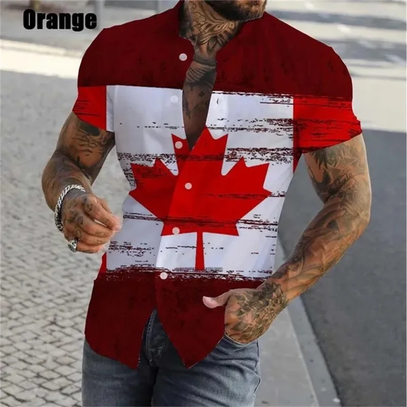 New Summer Men's I Love Canada Full Print Hawaiian Shirt Casual Short Sleeve Button Down Shirts For Men Plus Size Beach Shirt