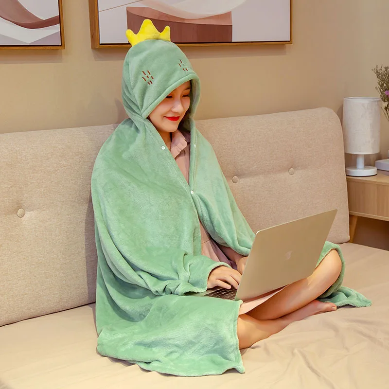 New Cartoon Animal Fruit Cape Blanket Office Student Flannel Nap Blanket Dinosaur Panda Otaku Cute Shawl Cape Gift