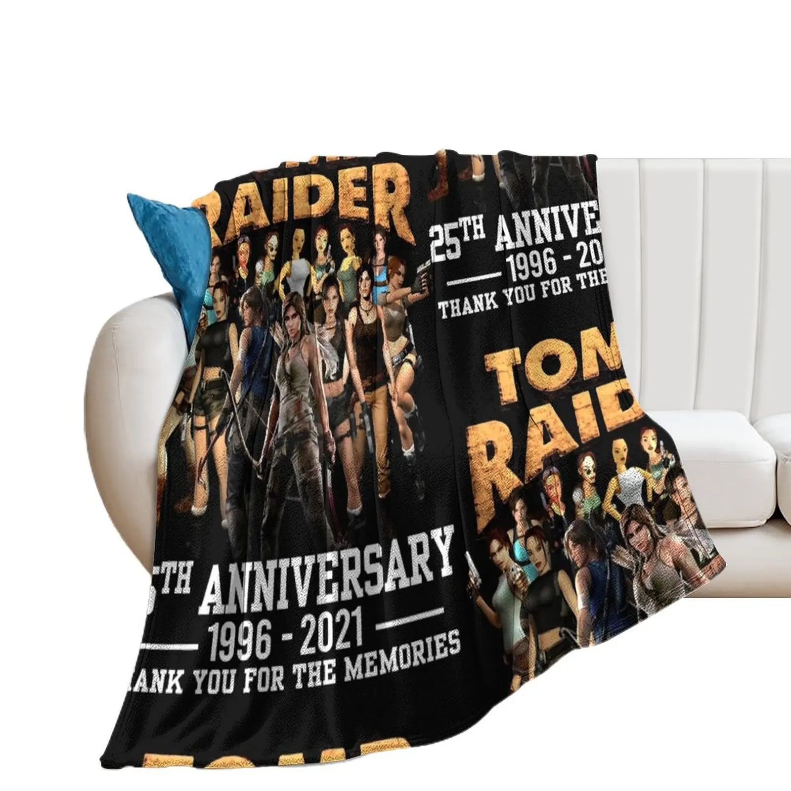 Thank-You-for-The-Memories-25th-Anniversary-1996-2021-Tomb-Raider-T-Shirts-Gift-For-Fans Throw Blanket Custom Blankets