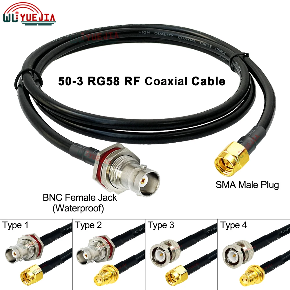 15CM~30M RG-58 Cable SMA Male Plug to Q9 BNC Female Jack Bulkhead Connector RP-SMA / BNC Male RG58 RF Coaxial Extension Cable