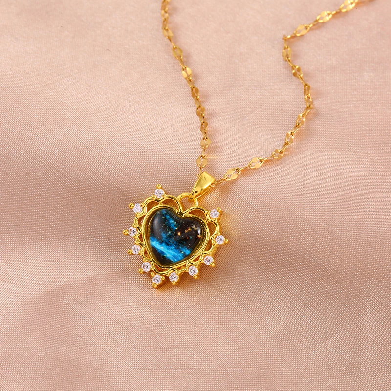 1 piece Y2K Love Blue Planet Fashion Pendant Necklace for Women