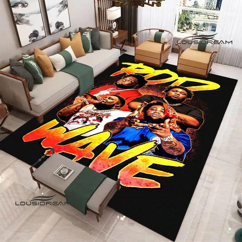 Alfombra con estampado de ondas de varilla rapero, alfombrilla antideslizante para dormitorio, decoración de habitación, esterilla de Yoga, almohadilla para puerta, regalo de cumpleaños